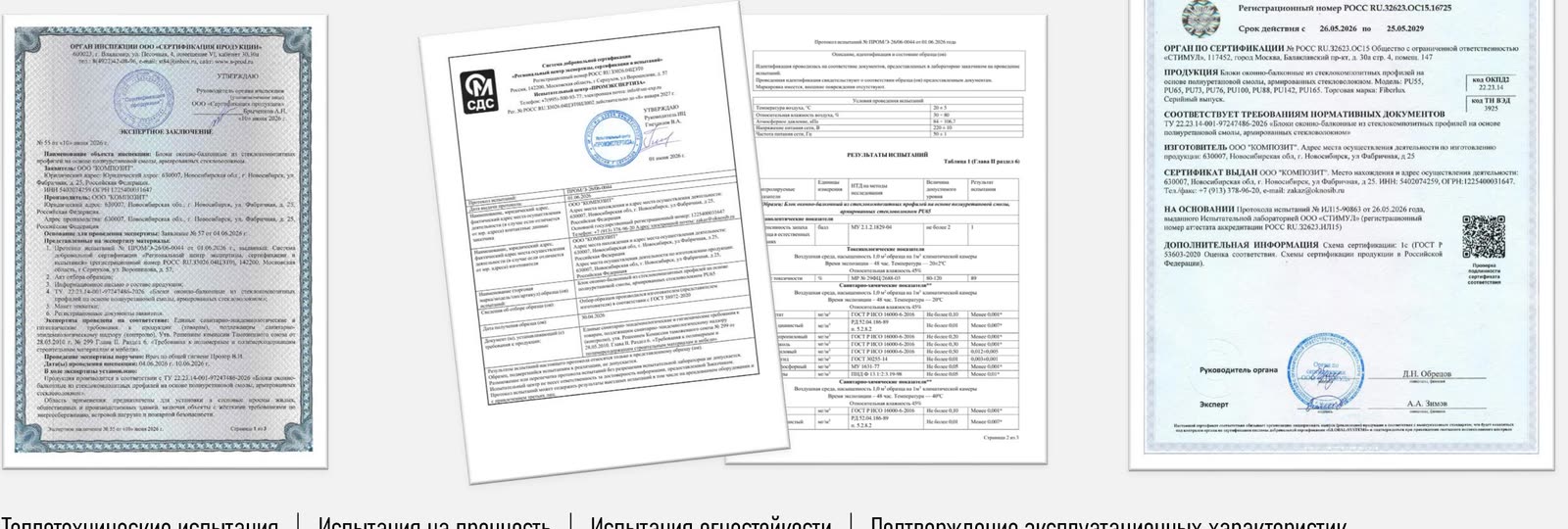 Сертификат соответствия и протоколы испытаний FIBERLUX